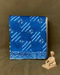 Petrol Blue Colour Batik Cotton Saree