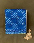 Petrol Blue Colour Batik Cotton Saree