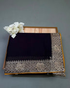 Dark Purple Colour Art Silk Work Saree with Contrast Blouse