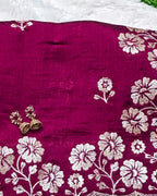 Deep Maroon Colour Vichitra Silk Cut Wok Border Saree