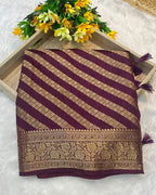 Dark Wine Colour Vichitra Silk Swarovski Work Saree