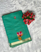 Teal Green Colour Jamdani Cotton Saree
