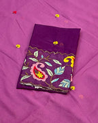 Magenta Colour Shimmer Georgette Thread Work Saree