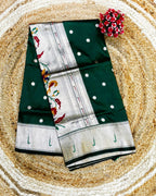 Dark Green Colour Silk Paithani Saree