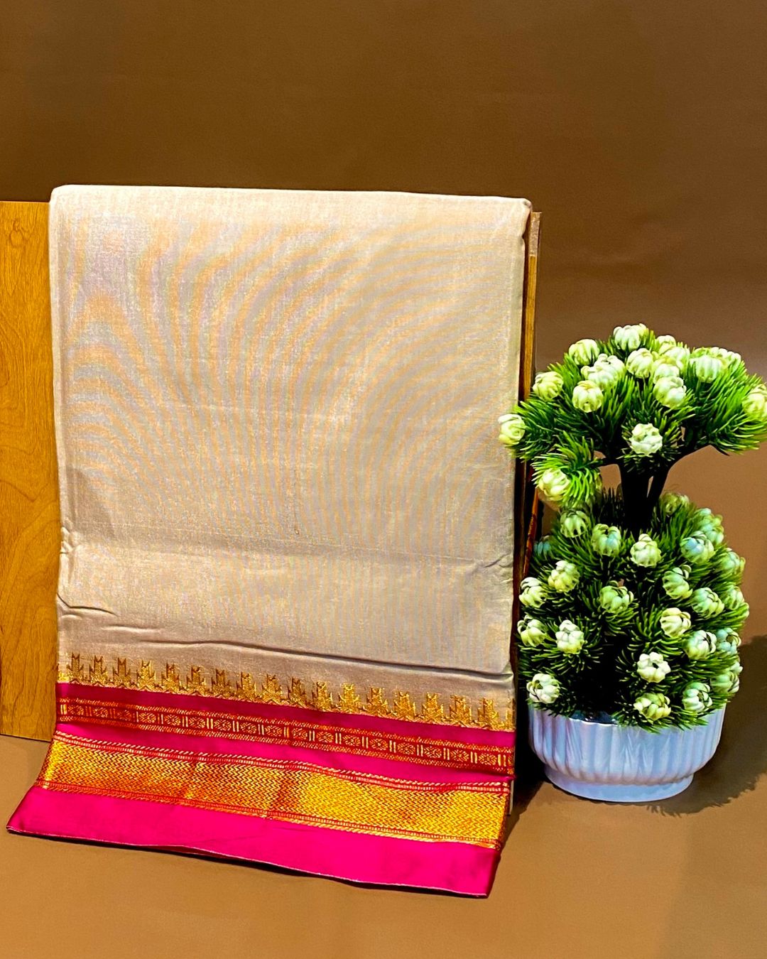 Off White Colour Irkal/Ilkal Cotton Saree