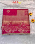 Rani Pink Colour Soft Satin Silk Saree With Moti Border