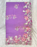 Lavender Colour Crunchy Silk Thread Work Saree
