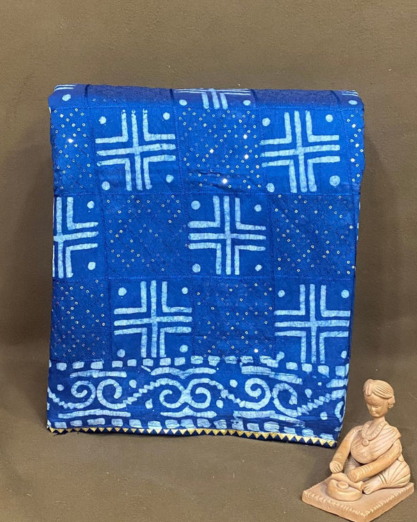 Indigo Colour Batik Cotton Saree
