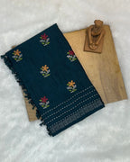 Kerosene Blue  Colour Katha Work Cotton Saree