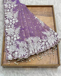 Lavender Colour Shimmer Fandy Saree