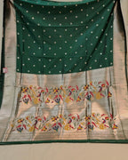 Dark Green Colour Silk Paithani Saree