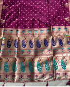 Wine Colour Paithani Saree