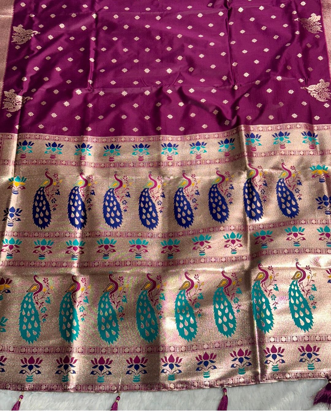 Wine Colour Paithani Saree