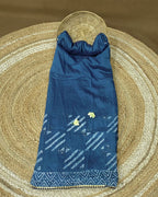 Petrol Blue Colour Batik Cotton Saree