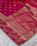 Rani Pink Colour Soft Satin Silk Saree With Moti Border