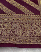 Dark Wine Colour Vichitra Silk Swarovski Work Saree