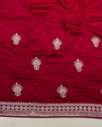 Pink Colour Vichitra Silk Wok Saree