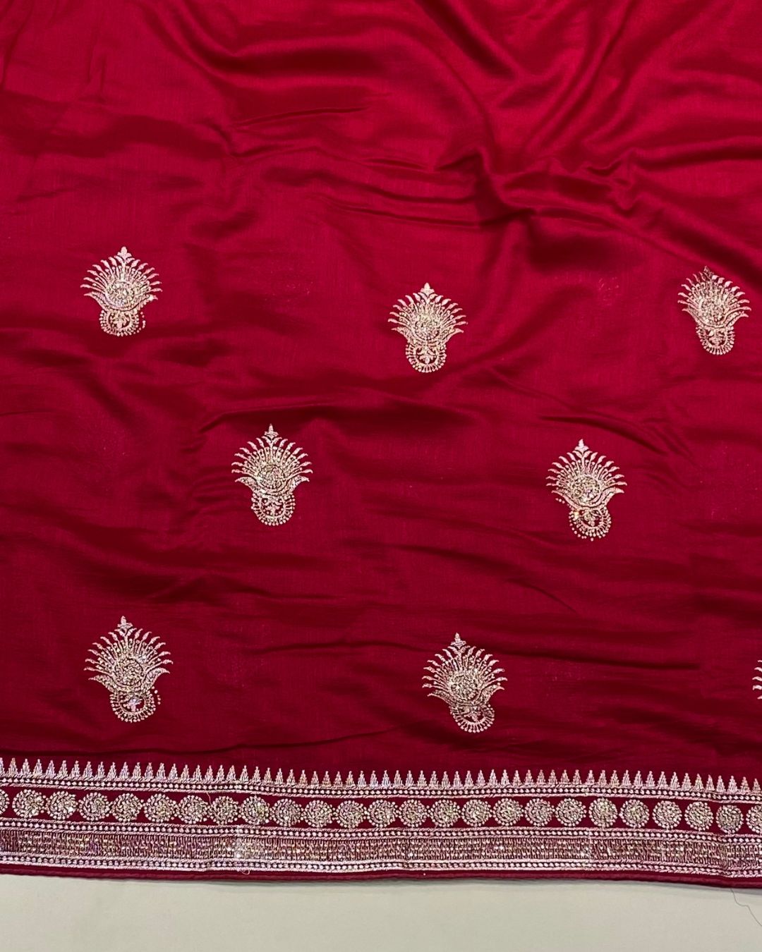 Pink Colour Vichitra Silk Wok Saree