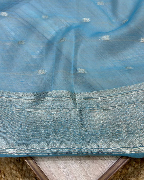 Blue Colour Semi Silk Zari Saree