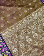 Olive Brown Colour Dual-Shade Saree with Patola Design Border