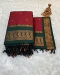 Maroon Colour Gadwal Cotton Silk Saree