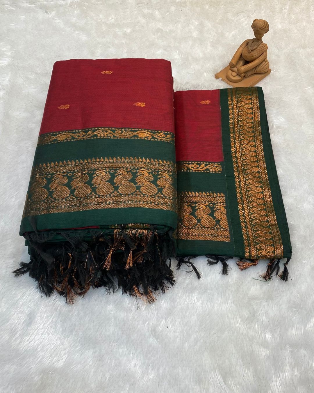 Maroon Colour Gadwal Cotton Silk Saree