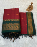 Maroon Colour Gadwal Cotton Silk Saree