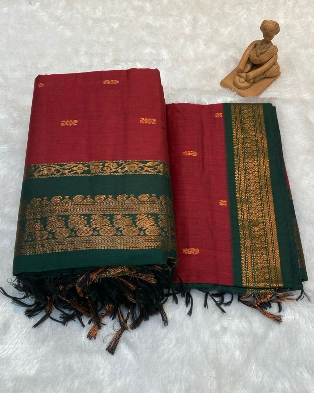 Maroon Colour Gadwal Cotton Silk Saree