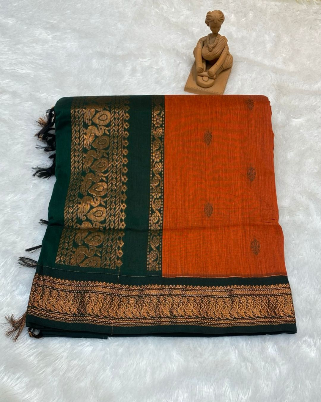 Orange Colour Gadwal Cotton Silk Saree