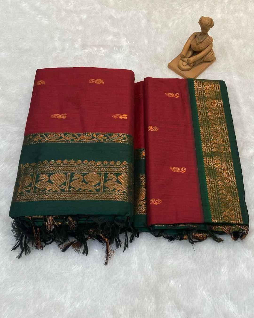 Maroon Colour Gadwal Cotton Silk Saree
