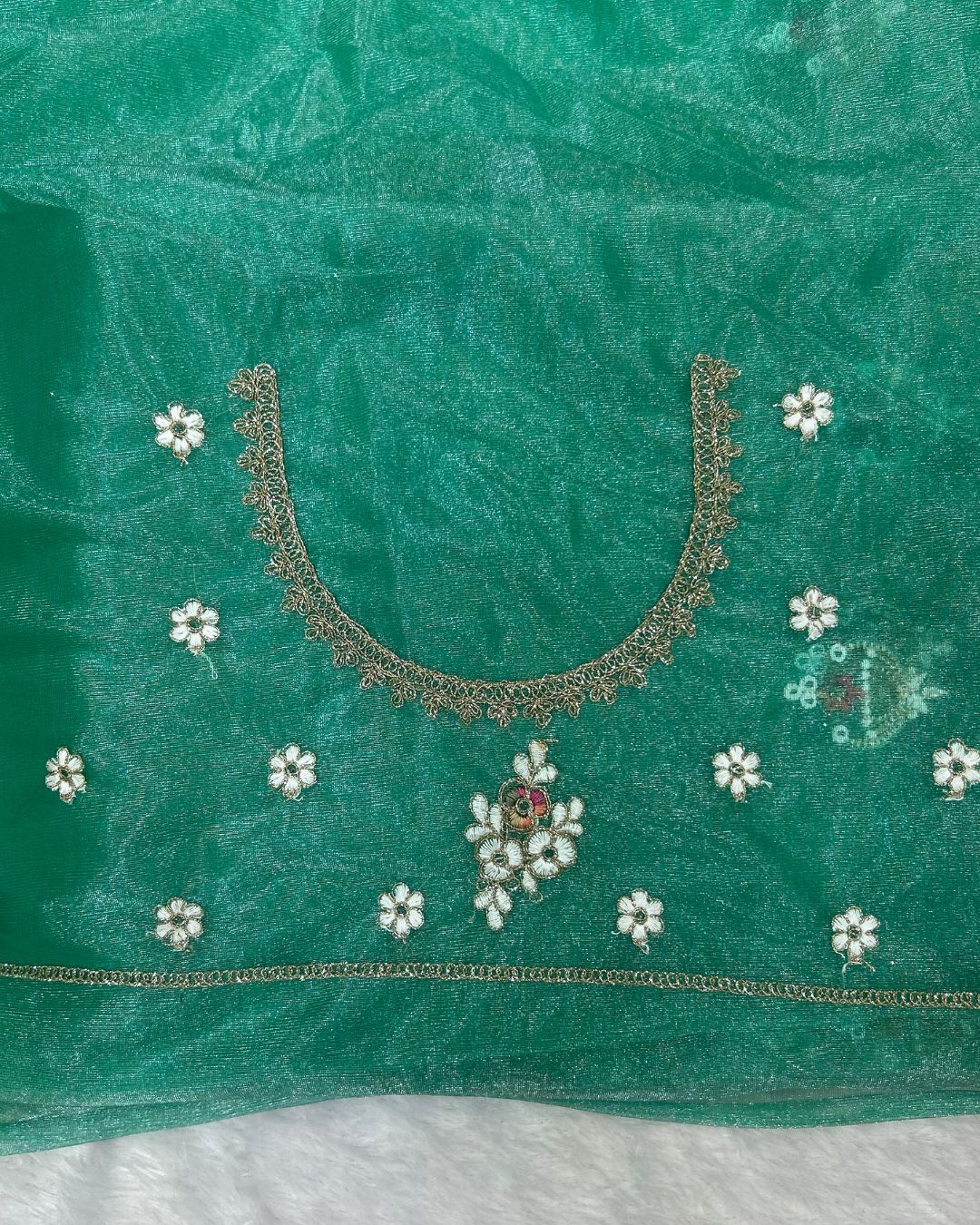 Turquoise Colour Soft Net Cutwork border Saree