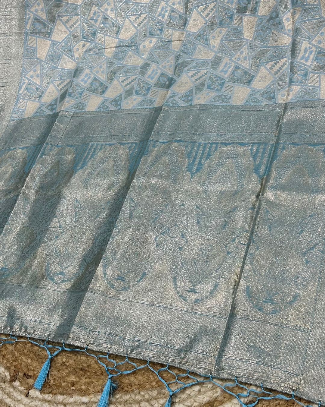 Blue Colour Semi Silk Zari Saree