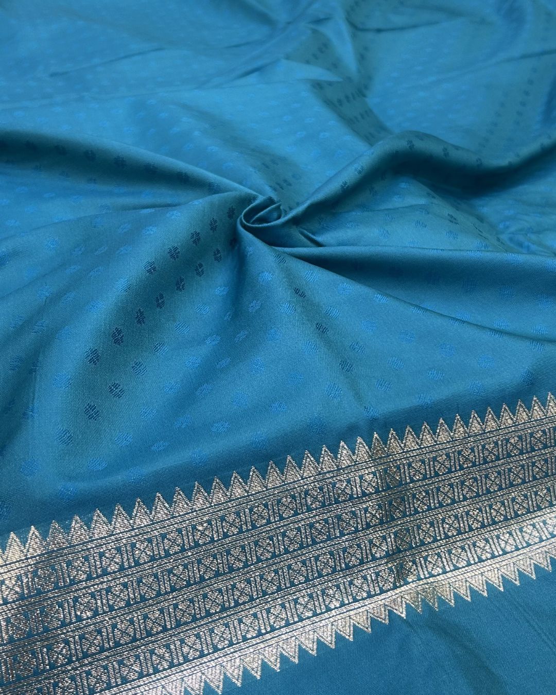 Teal Blue Colour Soft Peshwai Saree