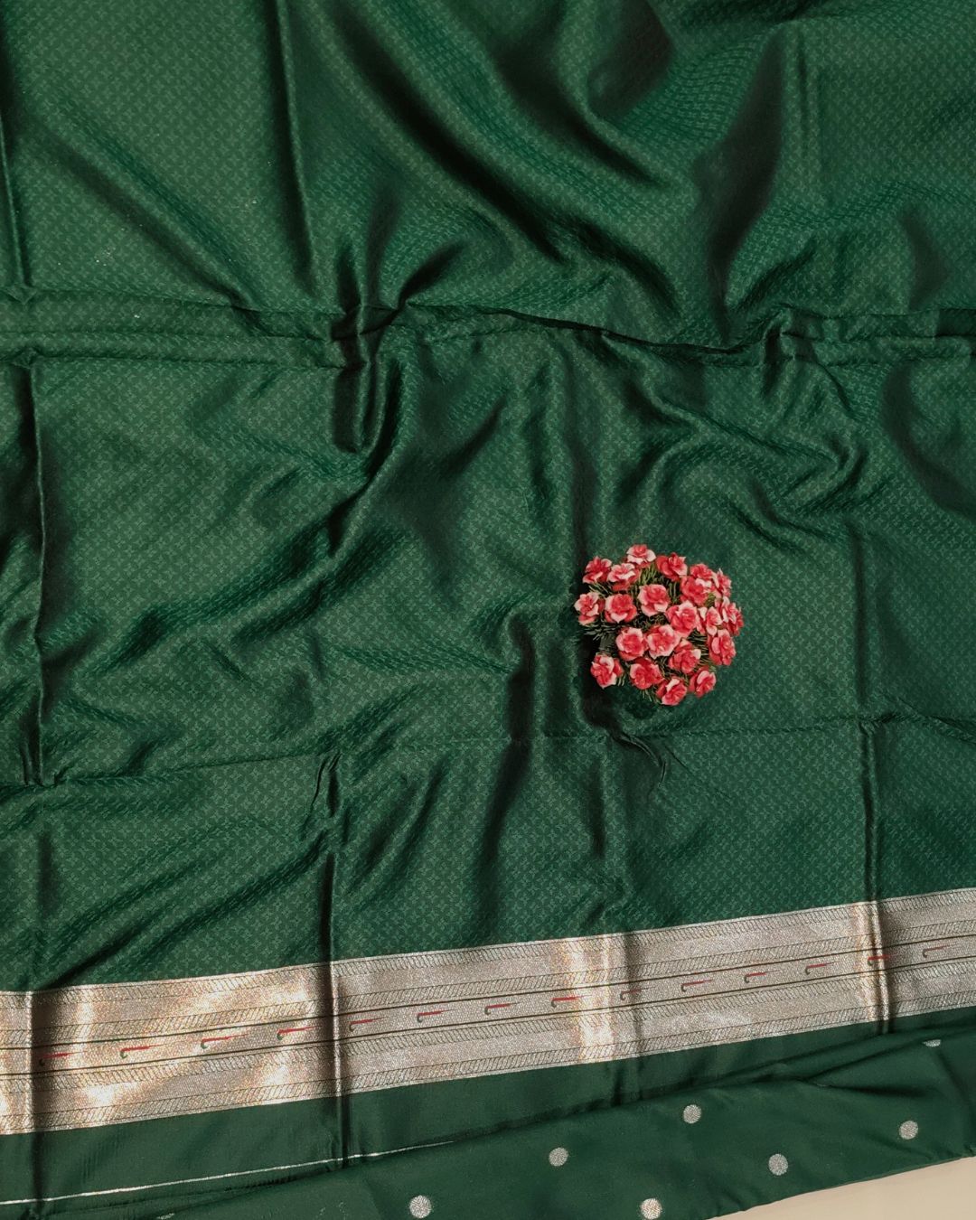 Dark Green Colour Silk Paithani Saree