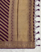 Dark Wine Colour Vichitra Silk Swarovski Work Saree