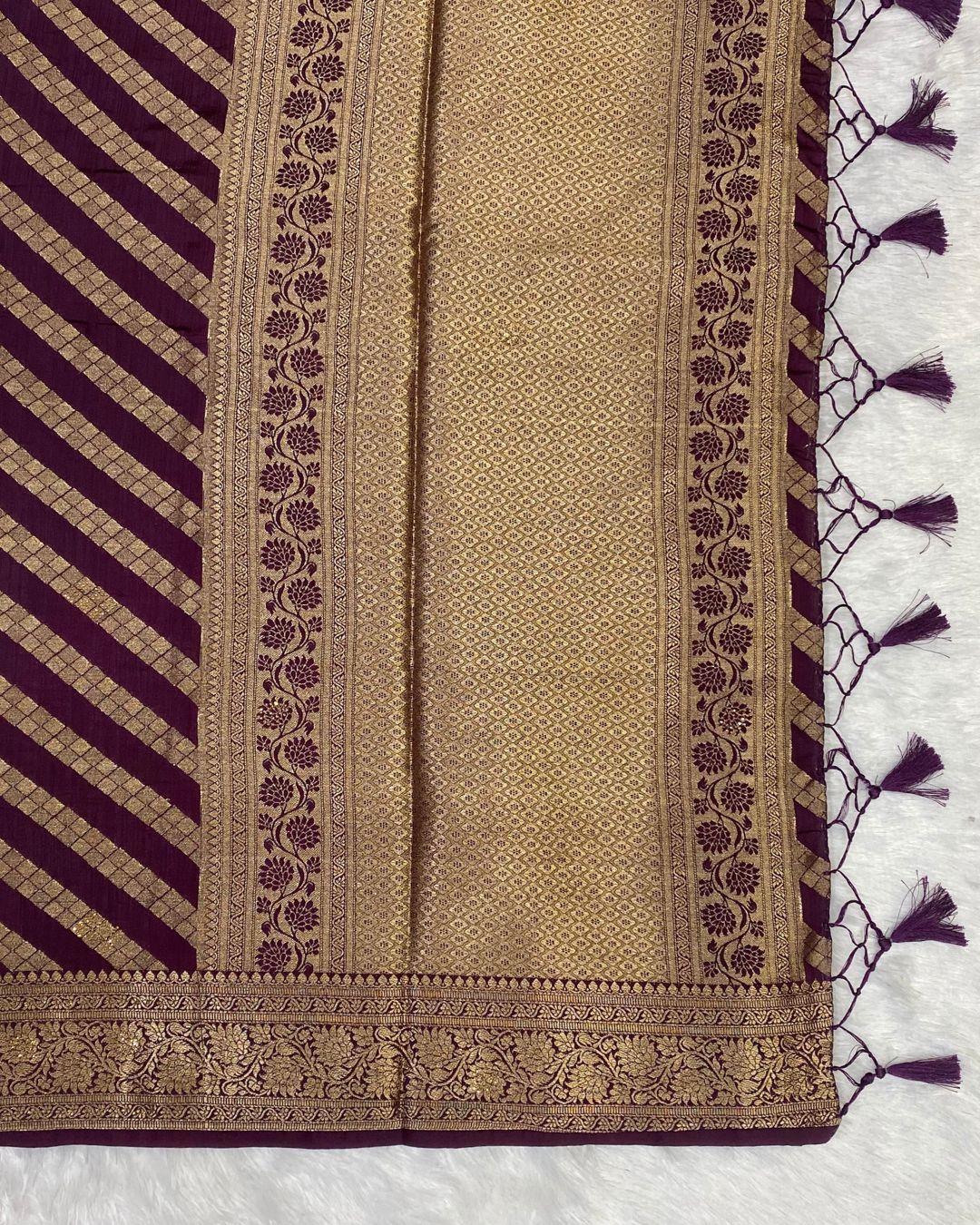 Dark Wine Colour Vichitra Silk Swarovski Work Saree