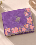 Lavender Colour Crunchy Silk Thread Work Saree