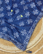 Indigo Colour Batik Cotton Saree