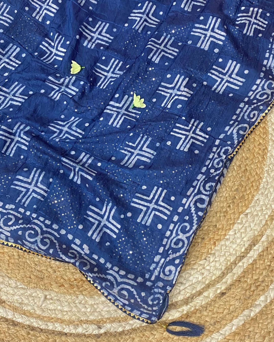 Indigo Colour Batik Cotton Saree