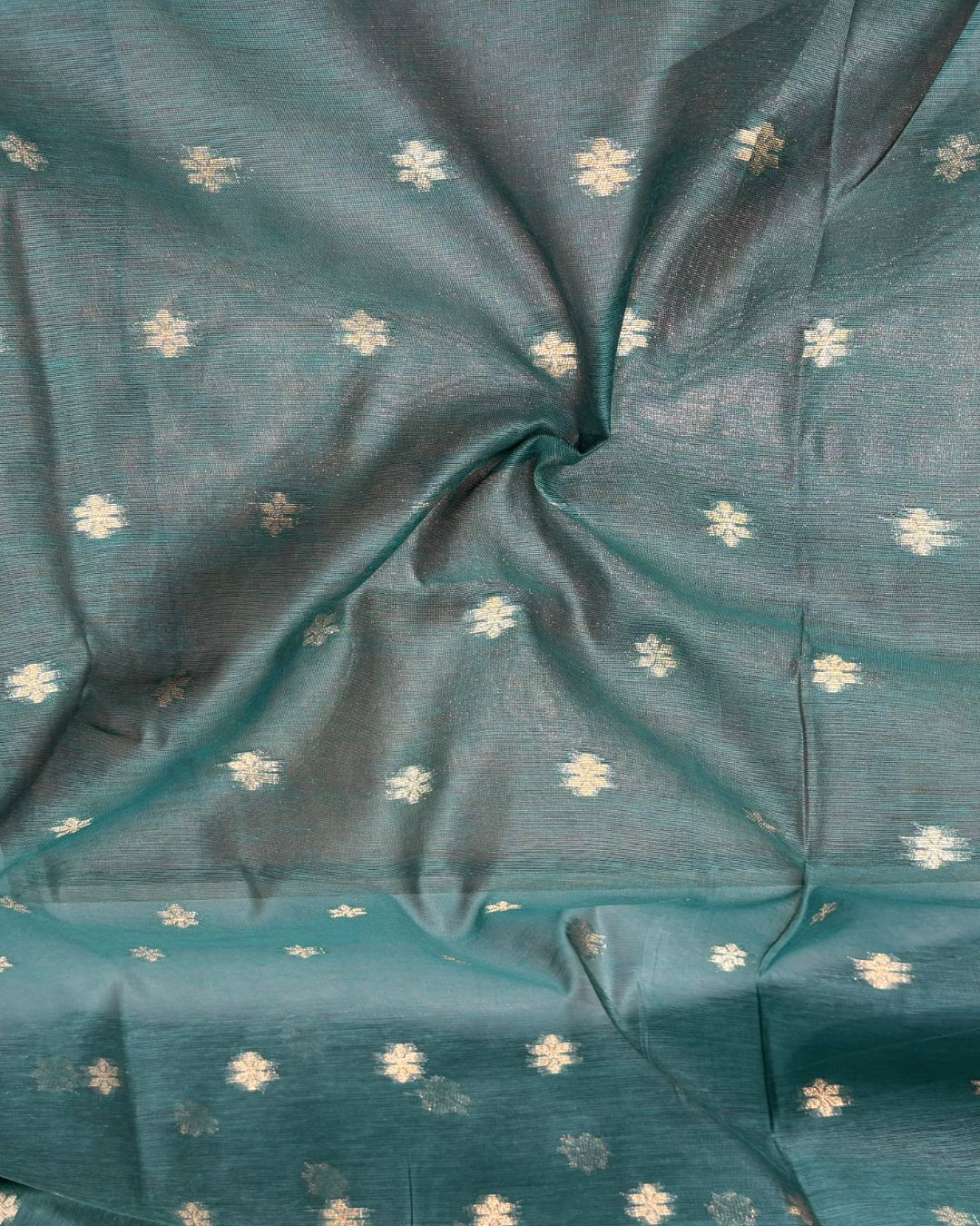 Dark rama green Colour Cotton Jamdani Saree with Sequin Work