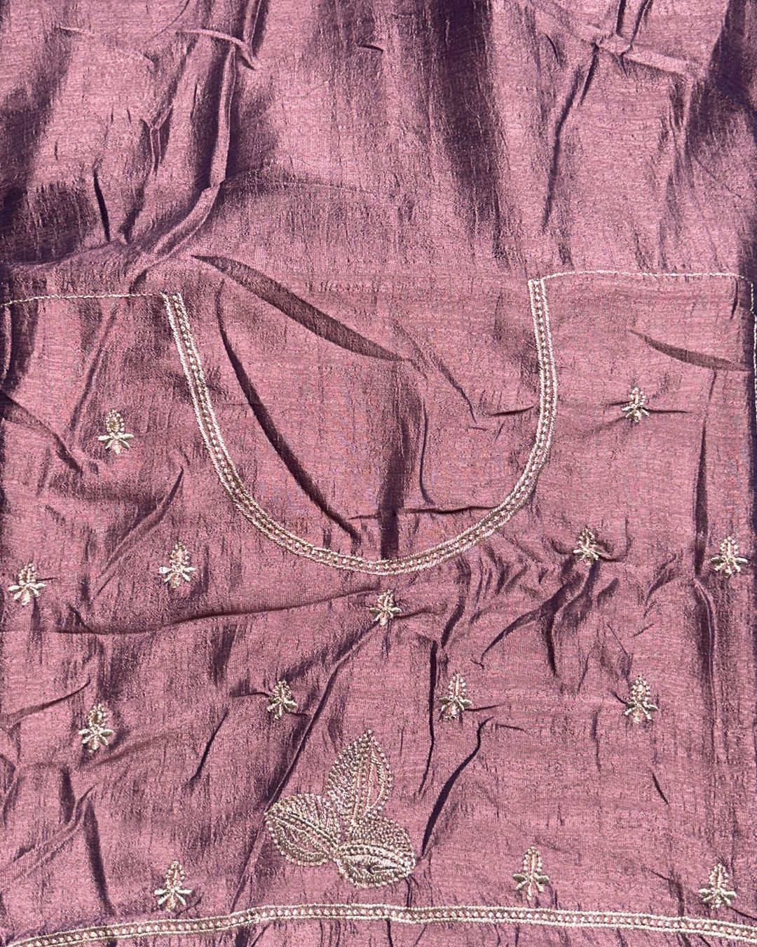 Dusty Lavender Colour Vichitra Silk Thread Wok Border Design Saree