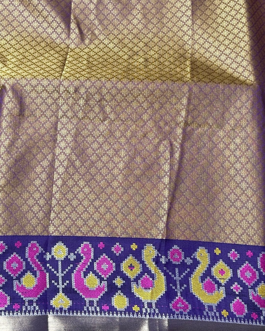 Olive Brown Colour Dual-Shade Saree with Patola Design Border