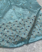 Petrol Blue Colour Chiffon Saree With Contrast Blouse