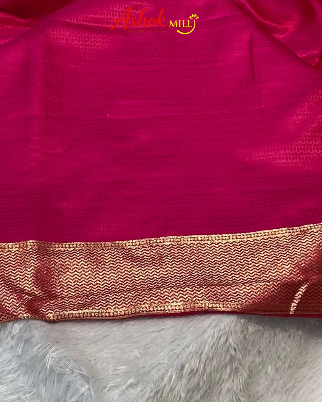 Rani Pink Colour Soft Satin Silk Saree With Moti Border