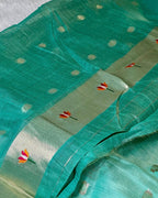 Teal Green Colour Jamdani Cotton Saree