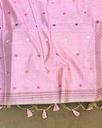 Flamingo Pink Colour Lotus Flower Thred work Cotton Saree