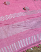 Blush Pink Colour Linen Cotton Saree