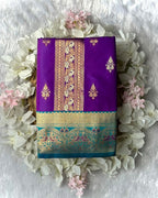 Purple Colour Semi Silk Contrast Border Zari Saree