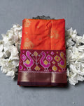 Orange Colour Dual-Shade Saree with Patola Design Border