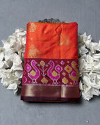 Orange Colour Dual-Shade Saree with Patola Design Border